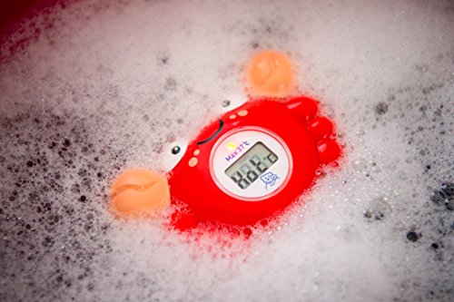 Rotho Babydesign Termómetro de baño Cangrejo con medición digital, Para la temperatura de baño ideal, Rojo, 20439