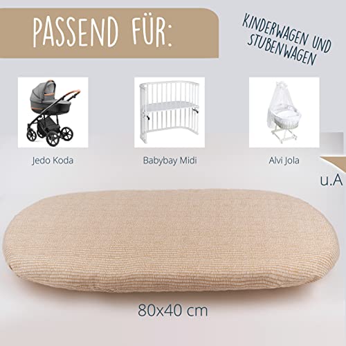 Sábana Bajera minicuna mimaDu®, Juego de Dos sábanas Cuna 78x36, 80x40 cm, sábanas capazo Ideal para Bugaboo Bee o camaleón, sábanas minicuna Invierno, 100% algodón orgánico (Tonos crudos)