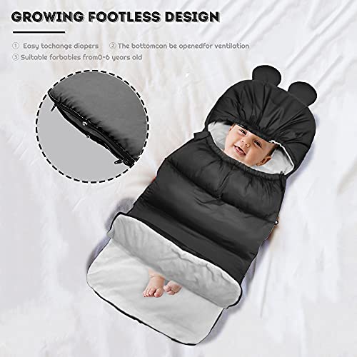 Sacos Para Sillas de Paseo Invierno,Cubrepiernas para Bebé Saco de Dormir para Bebé,Sacos de Abrigo para Carritos Engrosada Desmontable Multifuncional Bebé Cubrepiernas Impermeable (negro)