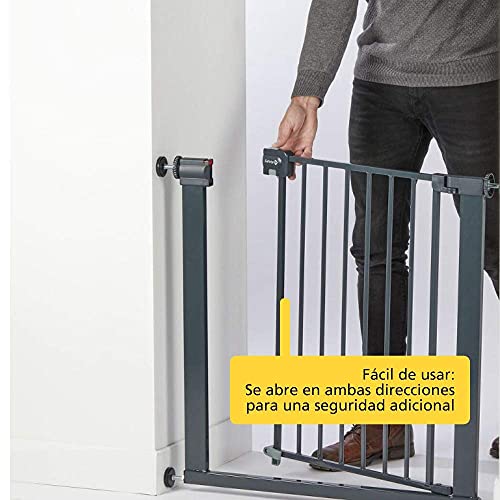 Safety 1st Easy Close Metal Barrera de seguridad niños, metálica para puertas y escaleras con apertura de 73-80 cm, extensible hasta 136 cm con extensiones que se venden por separado, color negro