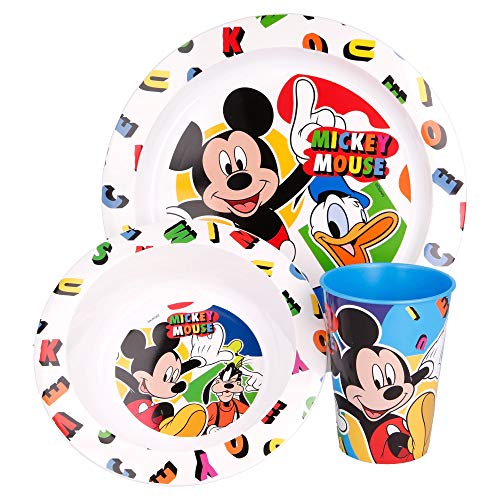 Set Vajilla Infantil Apta Para Microondas Compuesta Por Vaso, Plato Y Cuenco | Mickey Cool Summer