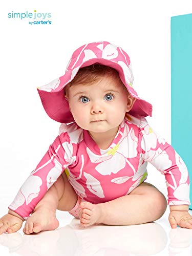 Simple Joys by Carter's 3-Piece Rashguard, Bottoms, and Hat Set Conjunto de Lycra, Rosa, Floral, 12 Meses