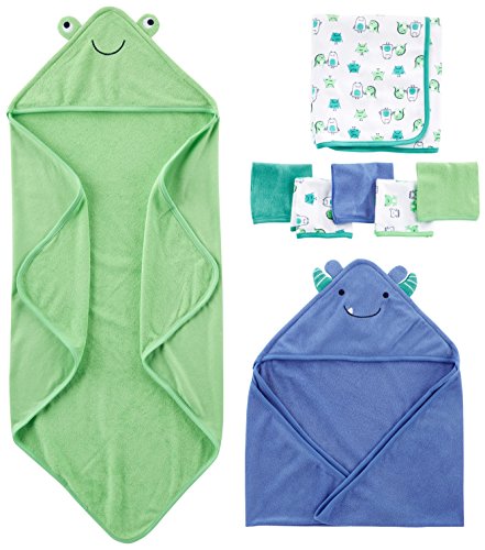 Simple Joys by Carter's - Juego de toallas y paños (8 piezas) ,Azul/Verde ,One Size