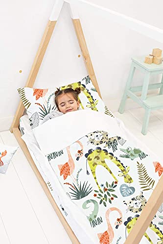 Sokios. Saco Nórdico Animals.Confort y Sujeción para Niños. Saco Infantil + Funda Almohada+Bajera. Cuna 70X140/Sin Relleno