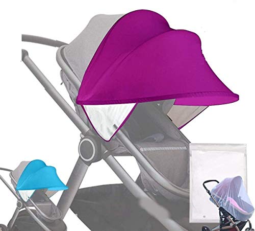 Sombrilla Carrito Bebe Universal Con Mosquitera Carro Bebe Universal - Sombrilla Carrito Bebe - Toldo Para Carrito/Silla De Paseo - Parasol Carrito Bebe (Morado 1)