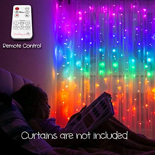 Something Unicorn Luces de Cortina de Cadena LED de Arco Iris con Control Remoto para habitación de Adolescentes, habitación de niñas, decoración de habitación de niños (versión Premium)