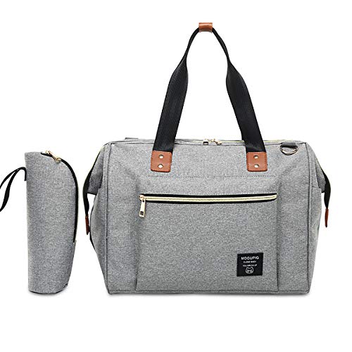 SONARIN Bolsa para cambiar pañales para bebés,bolsillo aislante,Impermeable,Gran Capacidad,Elegante y Duradero(Gris Claro)