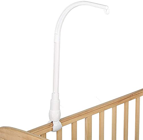 Soporte móvil para cuna, garra para cuna de bebé, varilla móvil blanca, soporte móvil ajustable, soporte de brazo colgante para decoración de juguetes de bricolaje para colgar juguetes y muñecas