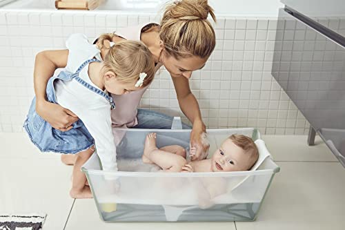 STOKKE® Flexi Bath® - Bañera para bebés, niños pequeños y niños, extremadamente ligera y plegable, color verde transparente