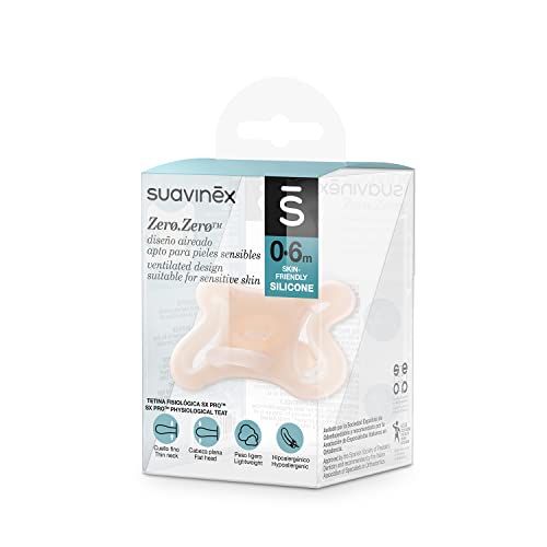 Suavinex - Chupete recién nacido Zero Zero con Tetina Fisiológica SX Pro para Bebés 0 a 6 Meses, hipoalergénico apto para pieles sensibles, diseño aireado, Silicona Skin-Friendly