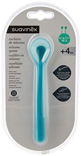 Suavinex - Cuchara Bebé de Silicona. Punta Suave Para Encías Sensibles. Apta Para Lavavajillas , Color Azul