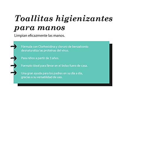 SUAVINEX, Toallitas Higienizantes de Manos Niños y Familia. Desinfección inmediata. Para Niños +3 Años, 10 toallitas. Blanco