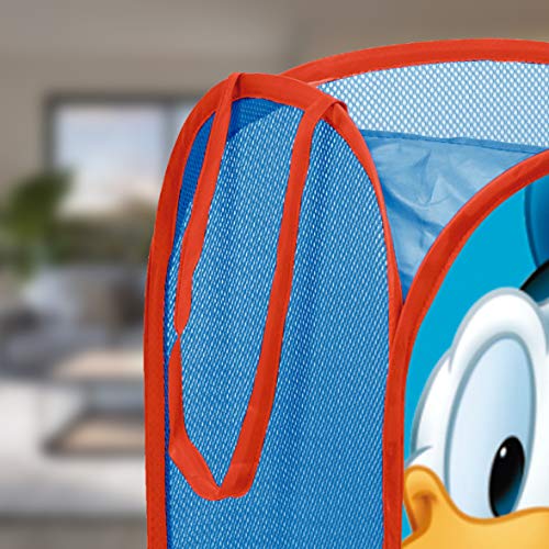 Superdiver Cesta Plegable Infantil de Tela con Asas para Ropa Sucia y Juguetes 36x36x58 centímetros (Mickey y Amigos)