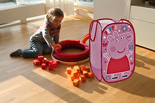 Superdiver Cesta Plegable Infantil de Tela con Asas - Peppa Pig I Cubos Organizador para Ropa y Juguetes (58x36x36) Cuarto de Niños I Contenedor Habitacion Niñas I Cesto Dormitorio Bebe