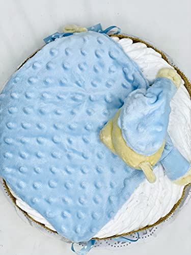 Tarta de pañales DODOT con DouDou para bebé - Regalo original para recién nacido - Incluye tarjeta DEDICATORIA - Regalo mamás primerizas (Azul)