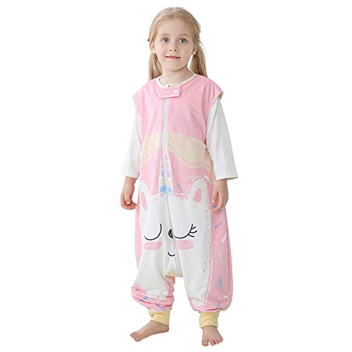 Taumie Saco de Dormir con Piernas para Bebés, M Código Bebé Saco de Dormir con Pies, Niño Niña Pijama Algodón sin Mangas, Adecuado para El Verano, Transpirable, para 3 -5 Años(Rosa)