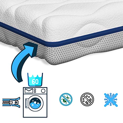 Tecnocolchón Colchón Cuna Lavable Air Clean (140 x 70 cm) | Funda Desinfectable a 60°C | Reversible Verano e Invierno | Transpirable