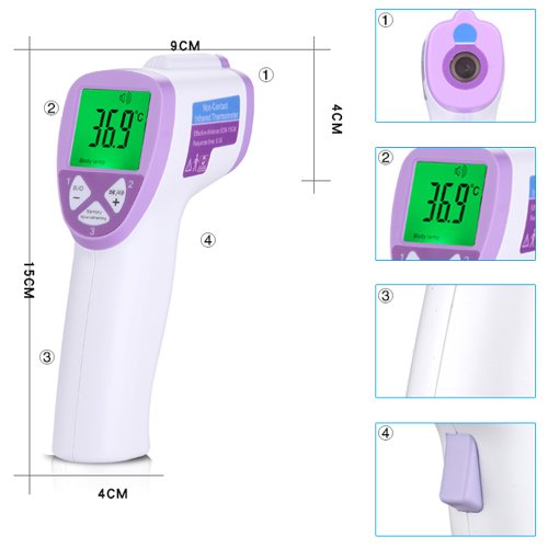 TERMÓMETRO INFRARROJO DIGITAL BEBÉ NIÑO FRENTE TERMÓMETRO SIN CONTACTO FT1