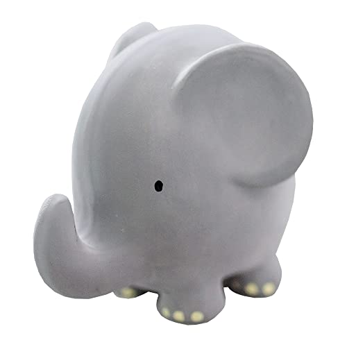 Tikiri 8596007 - Sonajero de caucho natural en caja de regalo, diseño de elefante, juguete de baño, para bebés y niños a partir de 0 meses