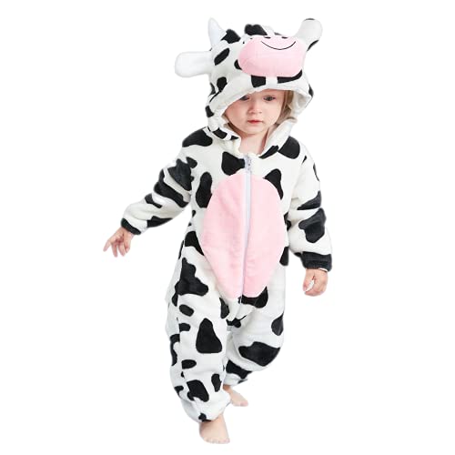 TMOYJPX Disfraces Bebe Animales para Niños Niñas 0-3 años, Disfraz bebe Halloween Mameluco Mono Pelele Pijama Ropa Bebe Recien Nacido 0-24 meses (Vacas, 2-2.5 años)