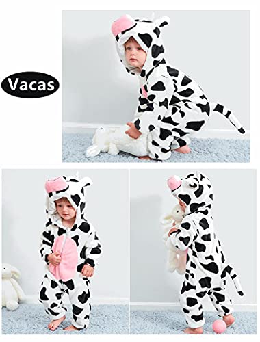 TMOYJPX Disfraces Bebe Animales para Niños Niñas 0-3 años, Disfraz bebe Halloween Mameluco Mono Pelele Pijama Ropa Bebe Recien Nacido 0-24 meses (Vacas, 12-18 meses)