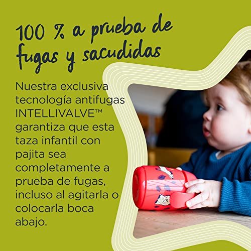 Tommee Tippee Superstar Taza Infantil, con Pajita con Peso, Tecnología Intellivalve 100% a Prueba de Fugas y Sacudidas, y Tecnología Antibacteriana Bacshield, a Partir de 6 Meses, 300 ml, Amarillo