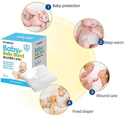 Topwon Cordón umbilical de algodón para recién nacido, banda desechable para proteger el abdomen del bebé recién nacido esencial imprescindible – 8 piezas