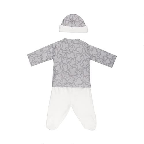 TOUS BABY - Set 3 piezas recién nacido"Primera Puesta". (1 Mes, HKaos-1417 Gris)