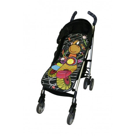 Tris&Ton colchoneta silla de paseo ligera universal para carrito cochecito bebe transpirable de microfibra modelo Moto Negra + protección de arneses (Trisyton)