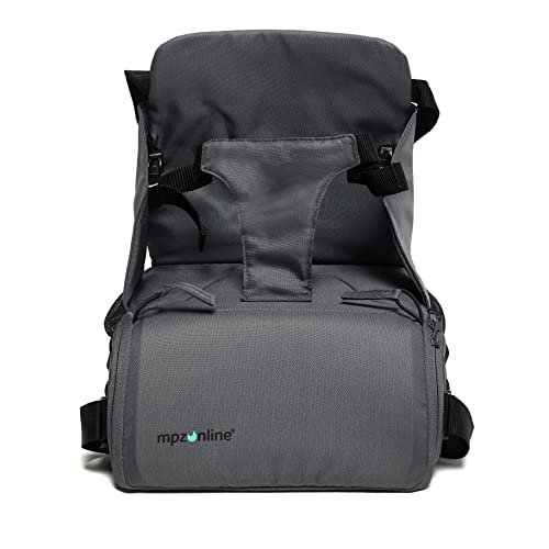 Trona portátil infantil, asiento elevador de silla, mochila resistente para carro. (Gris)