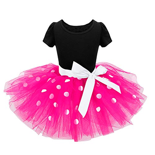 TTYAOVO Bebé Chicas Polca Punto Tutu Vestido Talla 110 (3-4 Años, 363 Rosa Rojo)