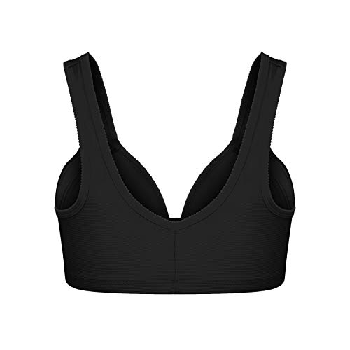 TUDUZ Sujetador Mujeres Push Up Talla Grande Sujetador Deportivo Bralette Cierre Delantero con Gancho De Apertura Frontal Bra Básico Sostén Embarazada Lencería Ropa Interior(B Negro,M)