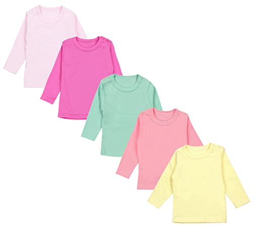 TupTam Camiseta de Bebé para Niña Manga Larga Pack de 5, Mix de Colores 6, 56