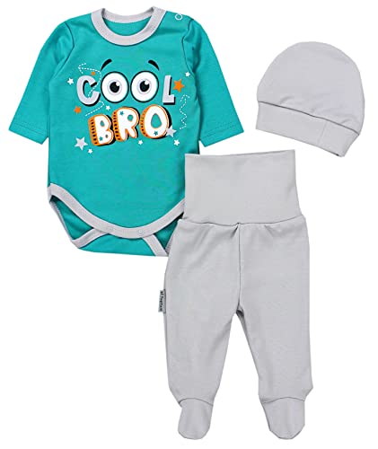 TupTam Conjunto de Ropa Bebés Body y Pantalones y Gorra, Cool Bro / Verde Oscuro Gris, 68