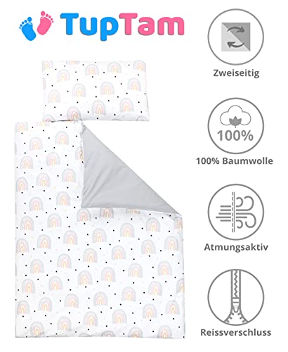 TupTam Juego de Ropa de Cama para Niños, de 2 Piezas., Arcoíris / Gris, 120x90 cm