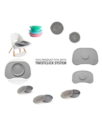 Twistshake Click-Mat Mini 31 x 17 cm Mantel Individual Placa de Alimentación para Mayoría Bandejas para Tronas + Plato Sellado con Tapa Alimentación para Bebés, Vajilla, Sin BPA, 6+ Meses, Rosa Pastel