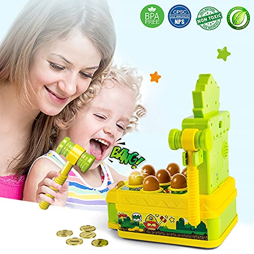 VATOS Juguete de Martillo , Mini Juego Arcade Electrónico, Juego de Monedas de Banco con 2 Martillos, Juego Interactivo de Desarrollo para Niños Pequeños, Niños, Niñas y Niños de 3 a 6 años de Edad