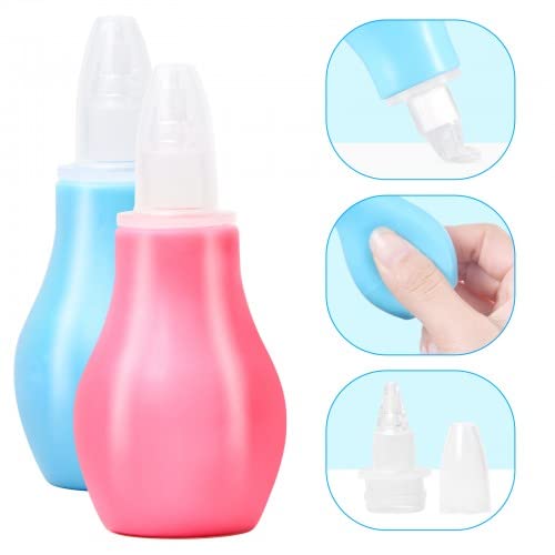 Vesaneae 2 Piezas Aspirador Nasal,Succionador de Nariz Portátil,Limpiador de Nariz para Bebé,Boquillas para Chupadores de Mocos Silicone,Extractor de Mocos para Bebé para Resolver Congestión Nasal