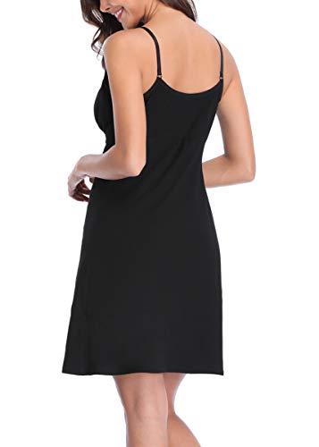 Vestido de mujer para mujer, de verano, de maternidad, para embarazada, para lactancia, pijama, Negro , M