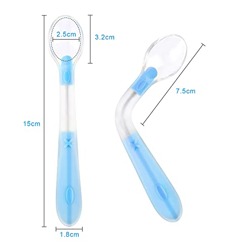 Vicloon 2pcs Cuchara de Silicona para Alimentación de Bebés con Función Plegable,Cucharas de Bebé, Cuchara para Bebé para Alentar Su Bebé Comer de Forma Independiente (Azul y Verde)