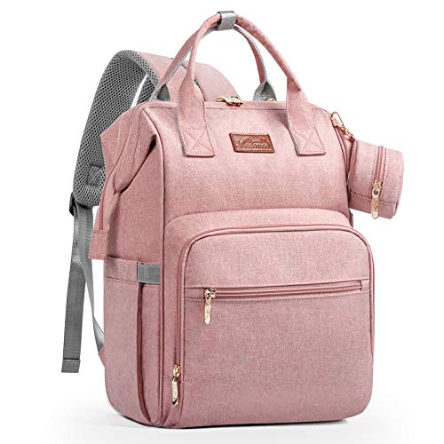 Viedouce Mochilas para Pañales Biberones, Bolso del Bebé Mamá,Impermeable con Estilo Oxford Bolso Pañal de Gran Capacidad, con Portátil Cambiador y 2 Piezas Ganchos Carrito Bebé (Rosa claro)