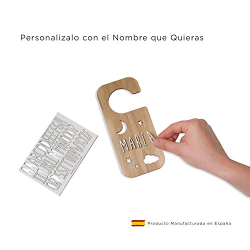 VINTIUN | Nombres Decorativos Personalizados | Placa en Forma de Corona Personalizable | Decoración en Madera | Decoración Infantil con Letras | Cartel con Adhesivo para Puerta y Pared