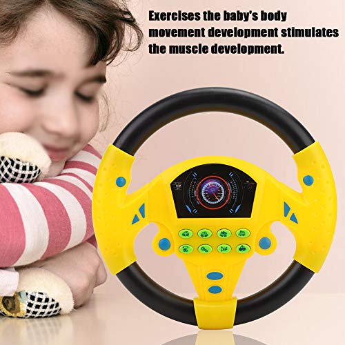 Volante de juguete infantil con música, educación prematural de los padres, juguete inteligente, juguete eléctrico, volante de simulación infantil, color amarillo