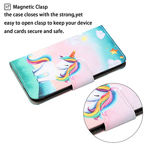 VQWQ Funda para teléfono Xiaomi Redmi 9A, funda de cuero con función atril con cierre magnético compatible con Xiaomi Redmi 9A [Animal]- Unicornio 1