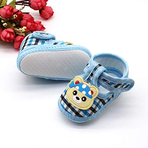 WanWorlder Zapatos de Bebé,Recién Nacido Cuna Suela Niño y Niña Blanda Antideslizante Zapatillas,bebé zapatos del niño del oso de la tela escocesa del bebé zapatos de la hebilla zapatos individuales