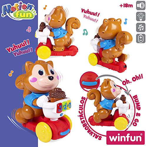 winfun - Ardilla musical interactiva con movimiento, Moto con luz y sonidos, Juguete musical para bebés gateo, Juguetes bebes 1 año, Tacata bebe, Andador bebes, Primera Infancia, Winfun