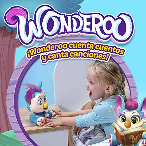 Wonderoo - Wonderoo Cuentacuentos Electrónico para niños Interactivo, Movimiento y Luz antimiedos, Apagado automático Cuentos infantiles y Nanas bebés 18 meses en Español, Inglés, (46482)