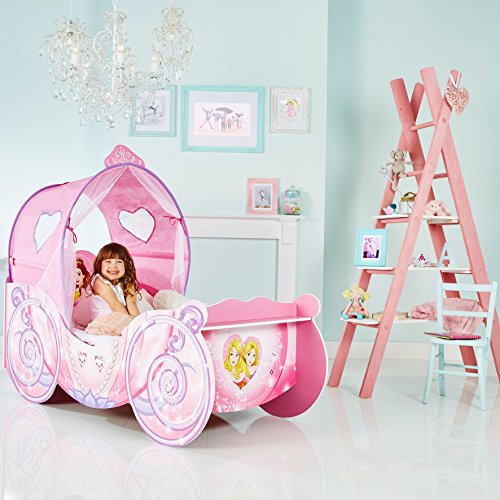 Worlds Apart Disney 454DSN - Cama Infantil con diseño de Princesas Disney, Madera, Rosa, 160x87.5x136 cm