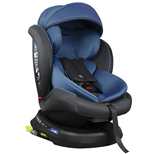 XOMAX S64 Silla de coche Isofix giratoria 360 grados I inclinable I Grupo 0+/1/2/3 I evolutiva 0-36 kg, 0-12 años I Funda extraíble y lavable I ECE R44/04