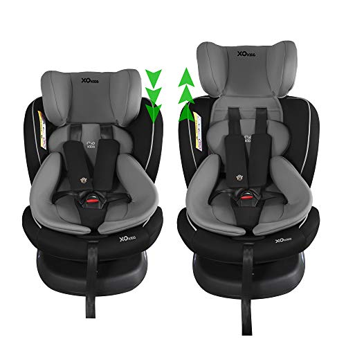 XOMAX S64 Silla de coche Isofix giratoria 360 grados I inclinable I Grupo 0+/1/2/3 I evolutiva 0-36 kg, 0-12 años I Funda extraíble y lavable I ECE R44/04